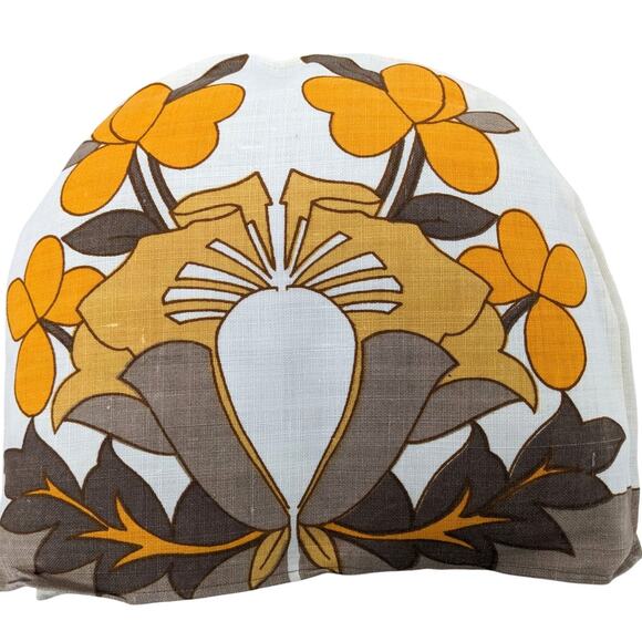 Vintage OLD BLEACH Irish Linen TEA COZY Funky Retro Mid Century ~ Poppy Pumpkin - Picture 2 of 9